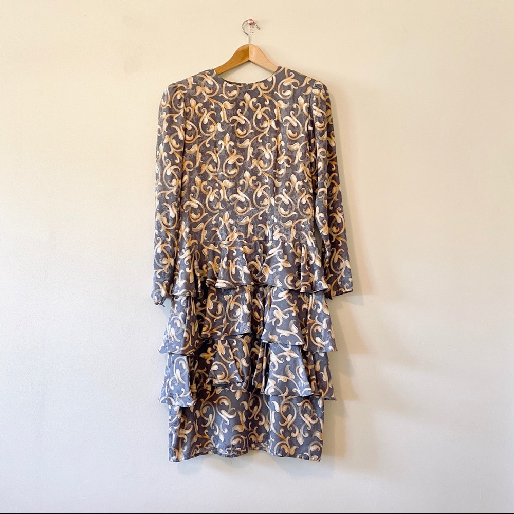 Vintage Maggie  London 100% silk ruffle tiered dress size 12. Just dry cleaned.
